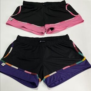 MCCC Cancer Awareness 2 PC Set of Black and Multicolor Accents Elastic Waist
